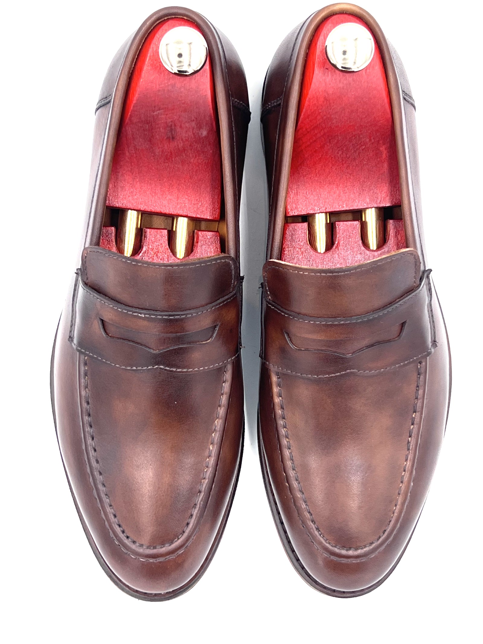 Oscar William Shaded Brown Patina Penny Loafers