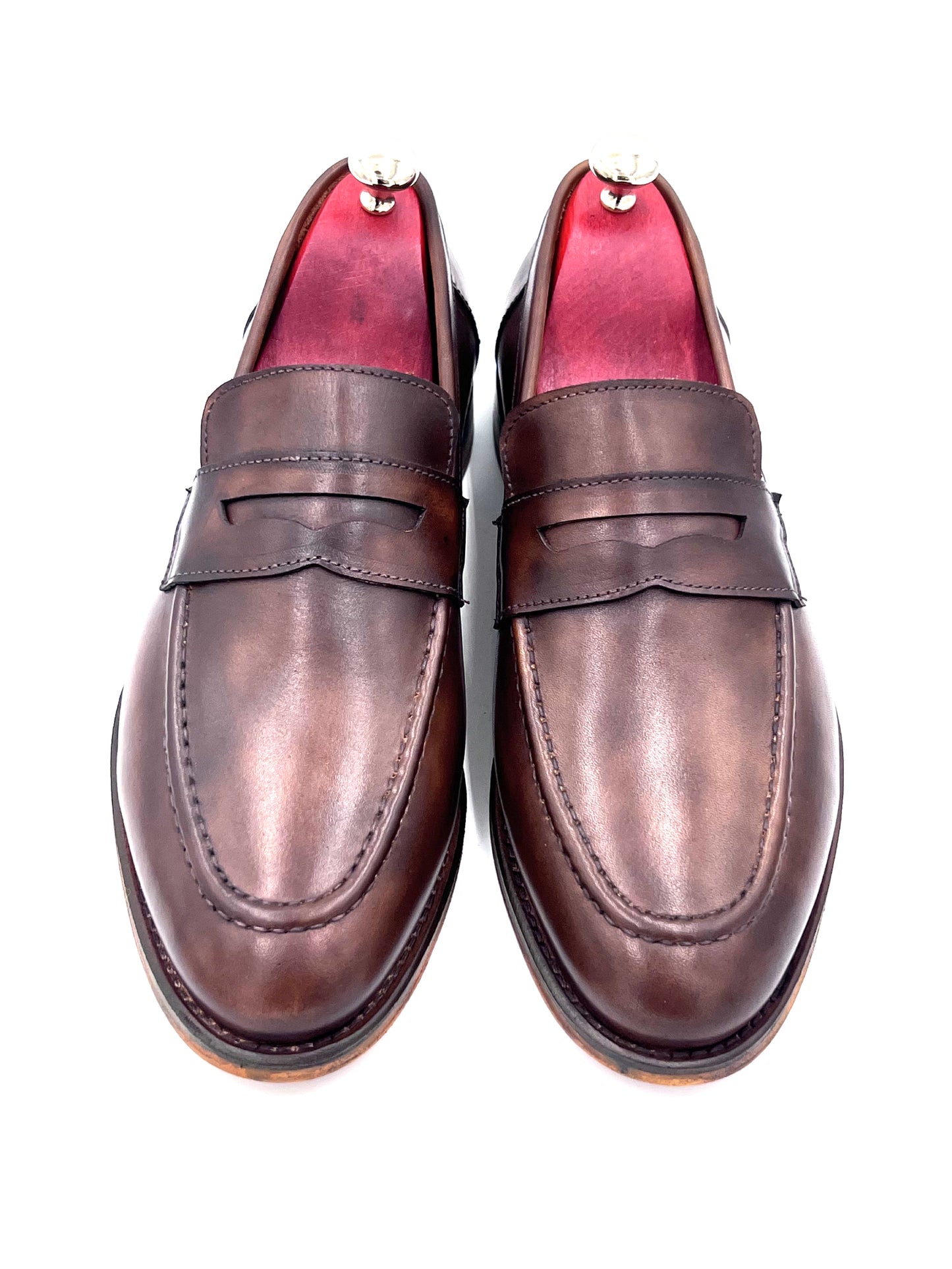 Oscar William Penny Loafer – Shaded Brown Patina