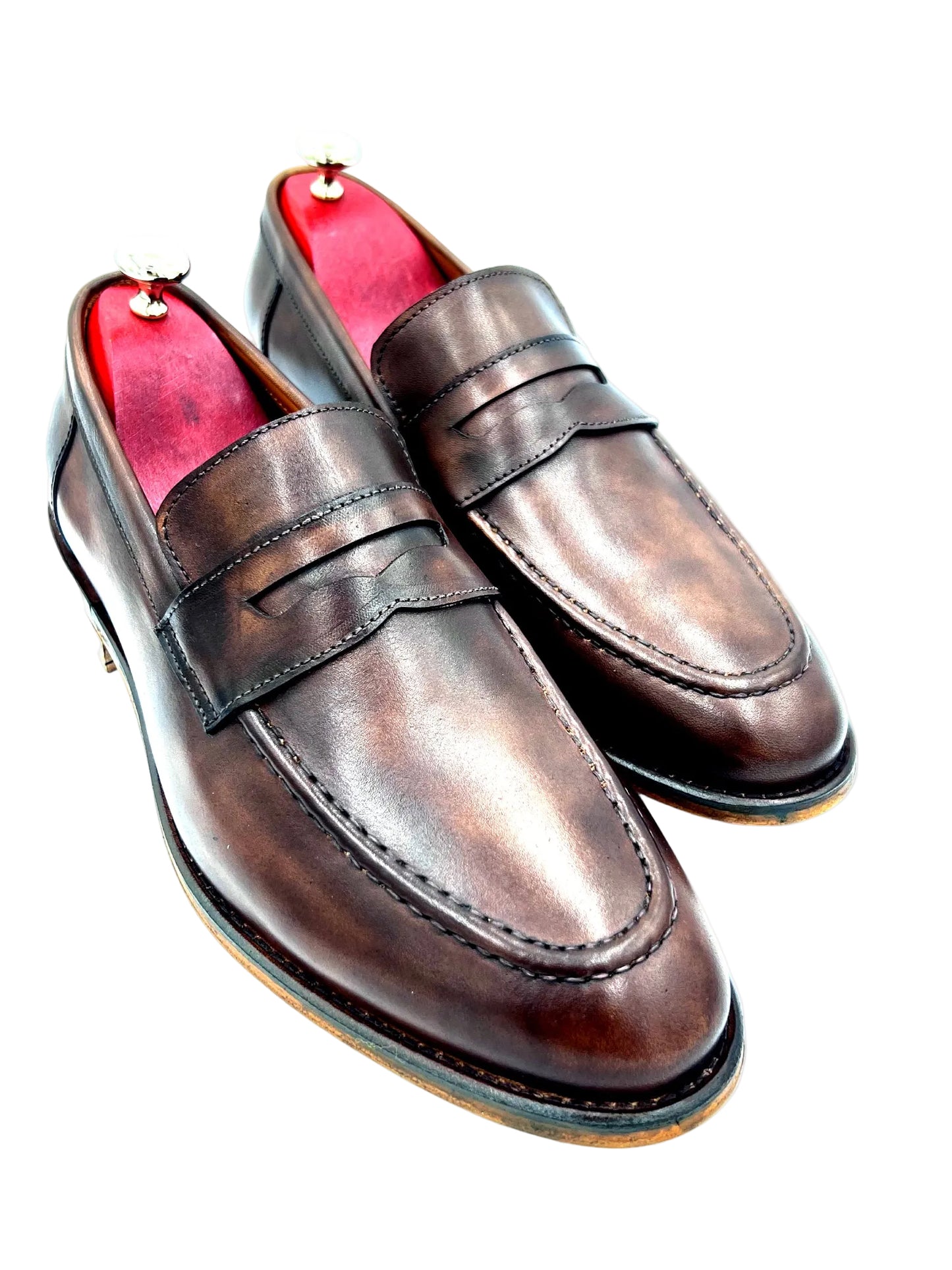 Oscar William Penny Loafer – Shaded Brown Patina