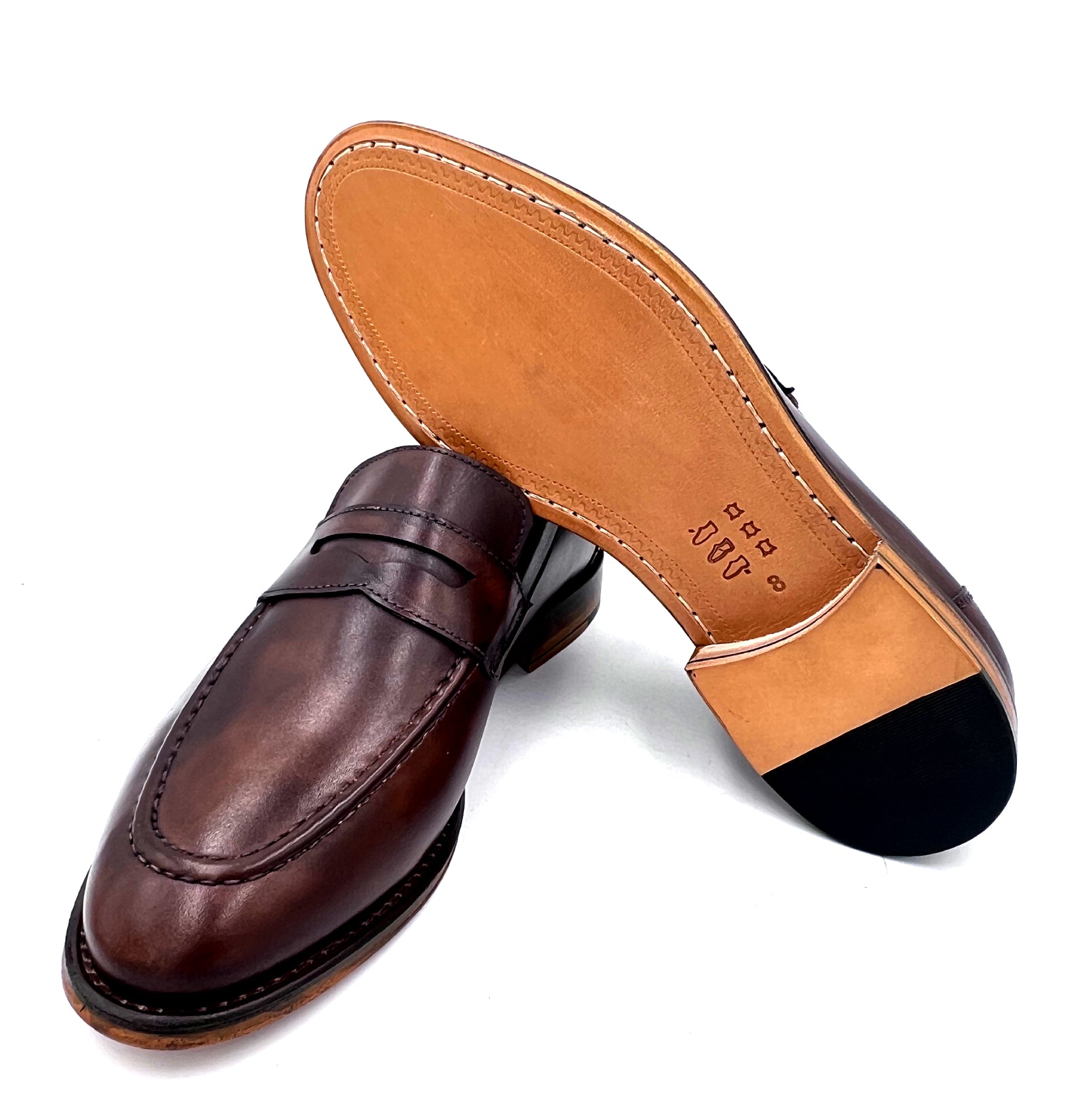 Oscar William Shaded Brown Patina Penny Loafers