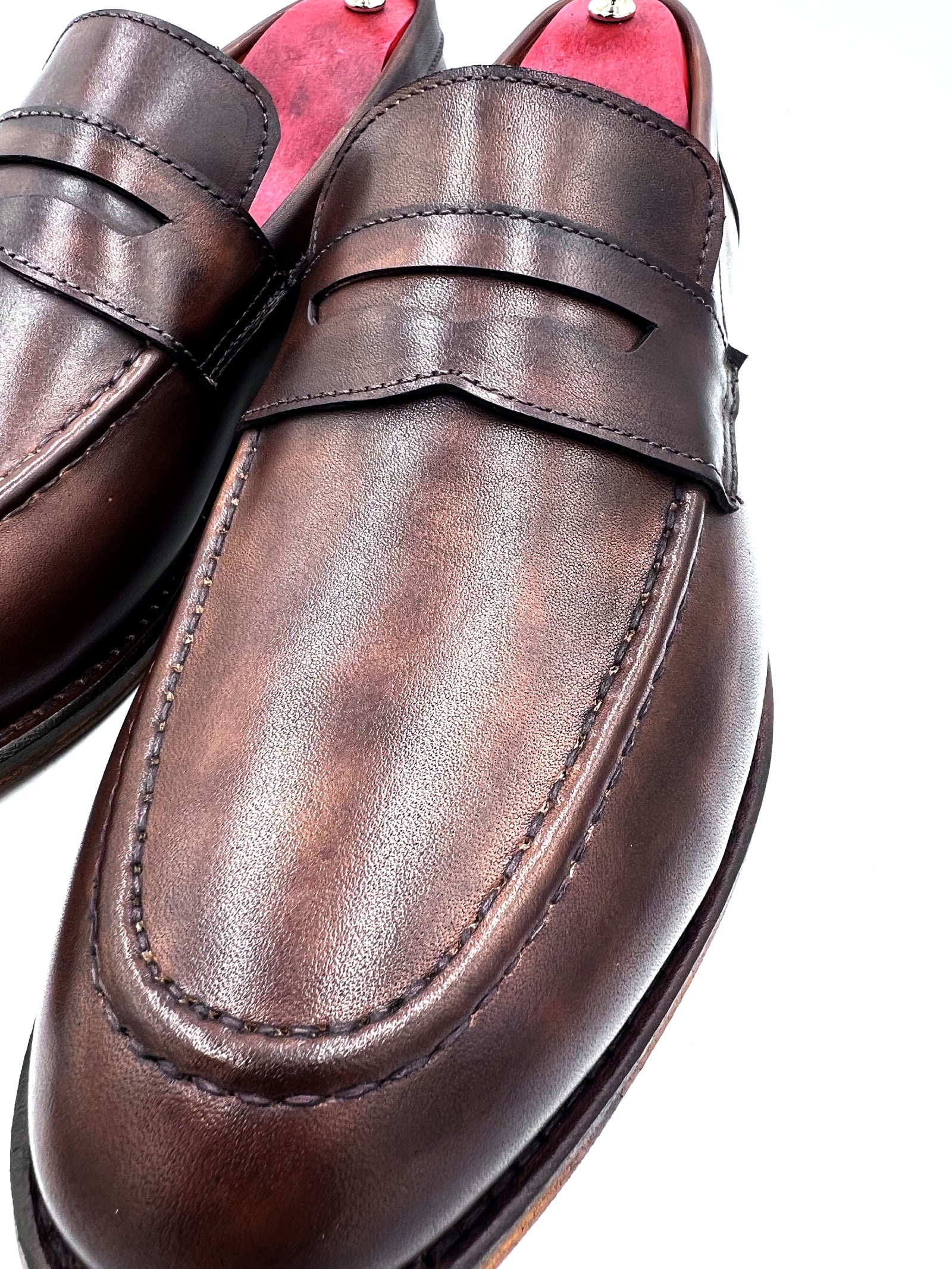 Oscar William Shaded Brown Patina Penny Loafers