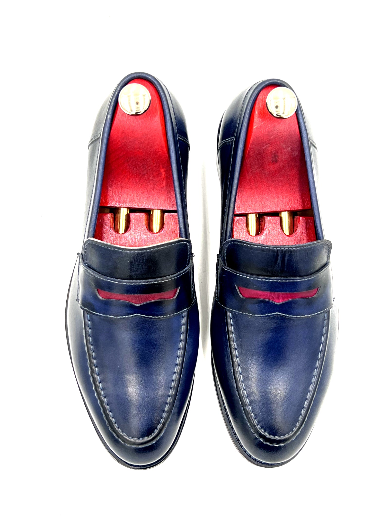 Oscar William Navy Blue Penny Loafers – Leather Sole
