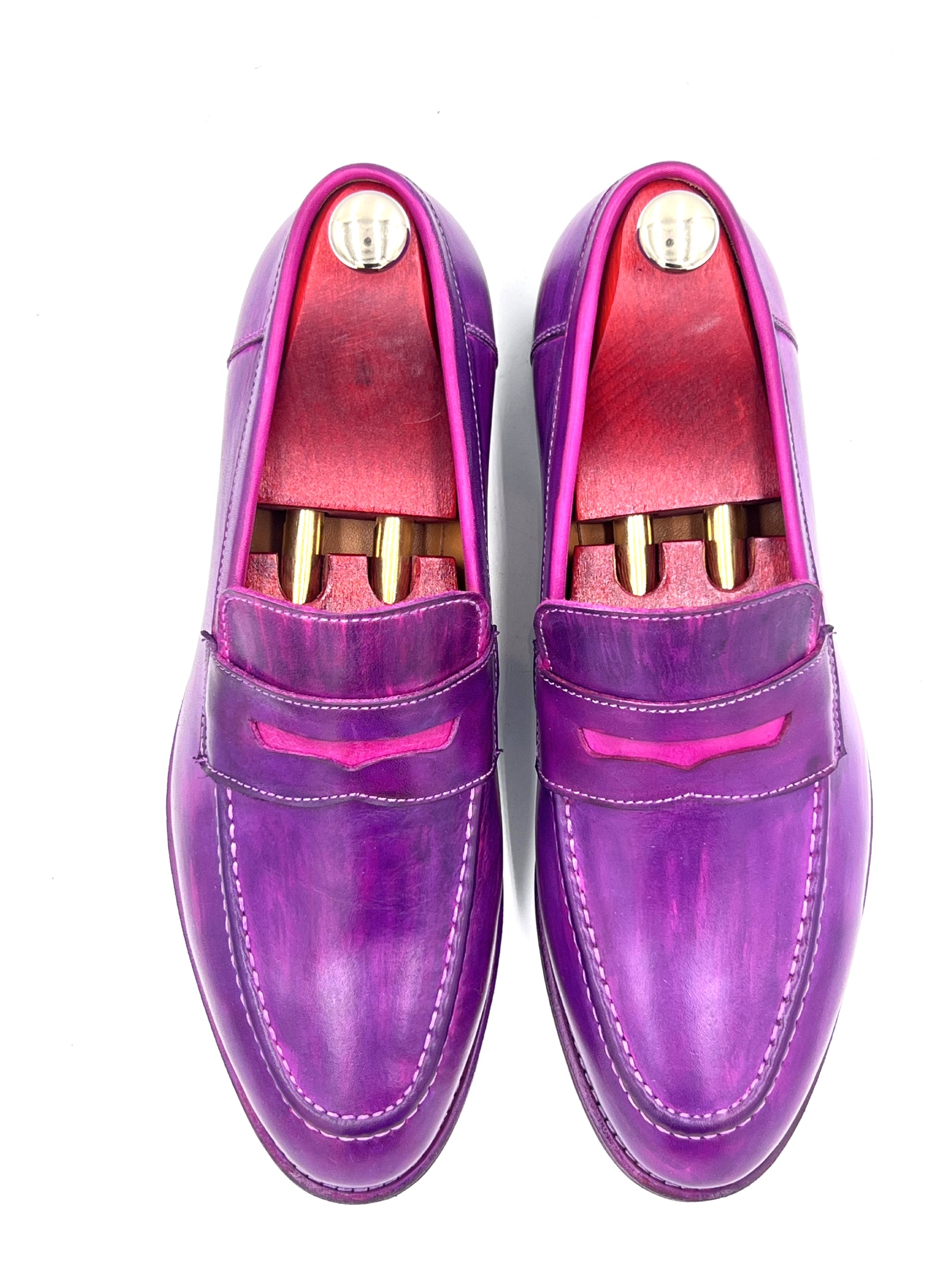 Oscar William Purple Patina Penny Loafers – Leather Sole