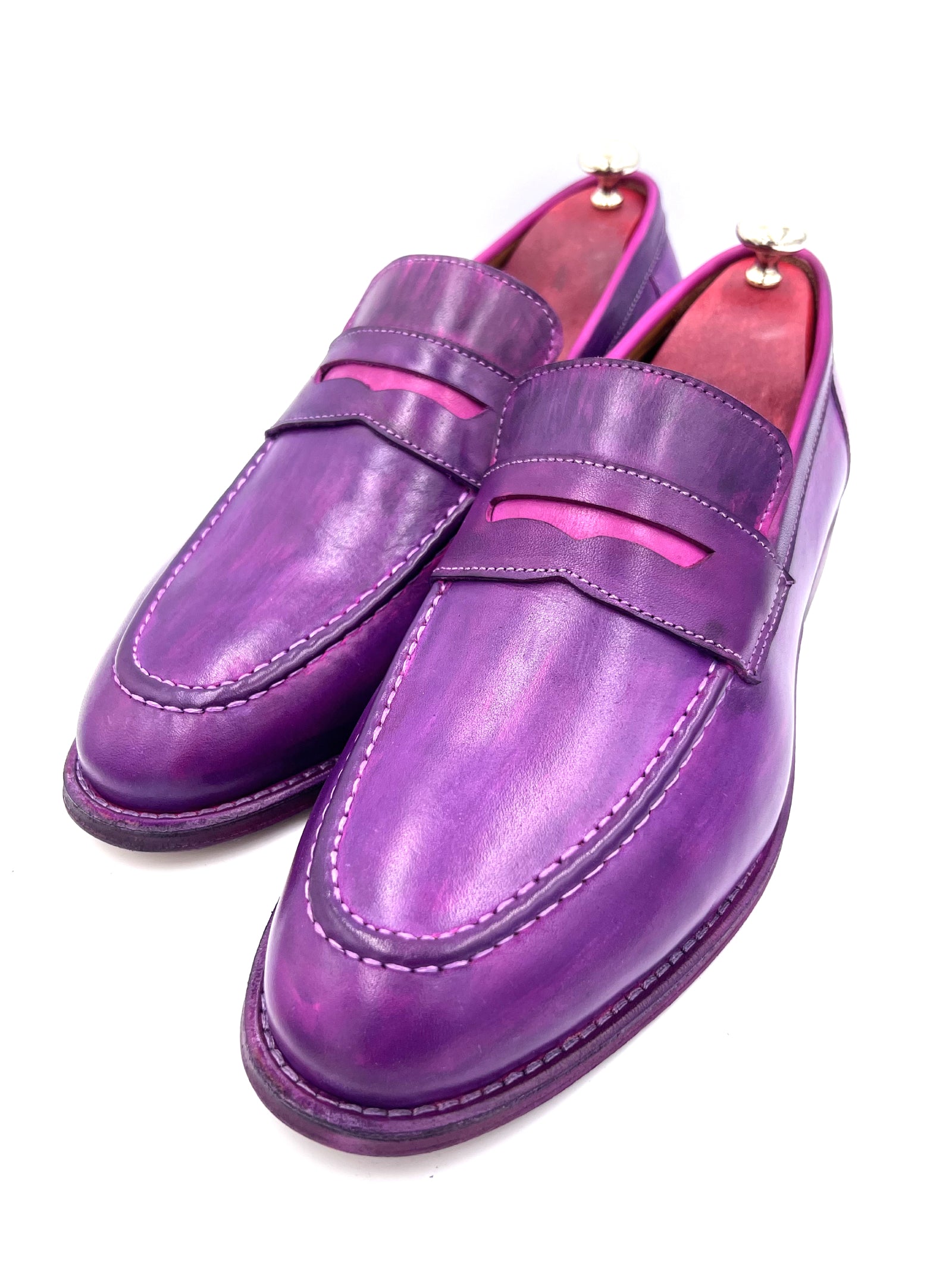 Oscar William Purple Patina Penny Loafers – Leather Sole