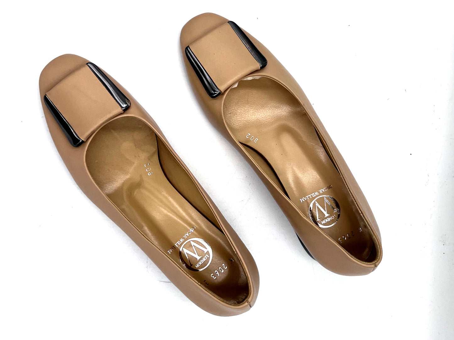 Women’s Beige Leather Shoes with Buckle – Leather Sole