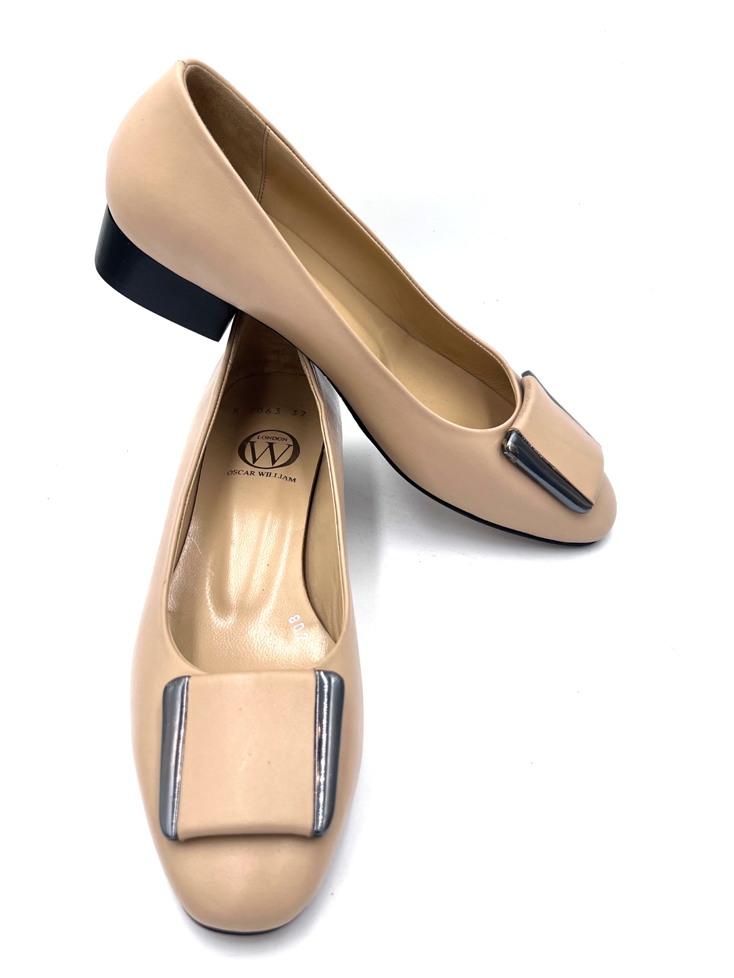 Women’s Beige Leather Shoes with Buckle – Leather Sole