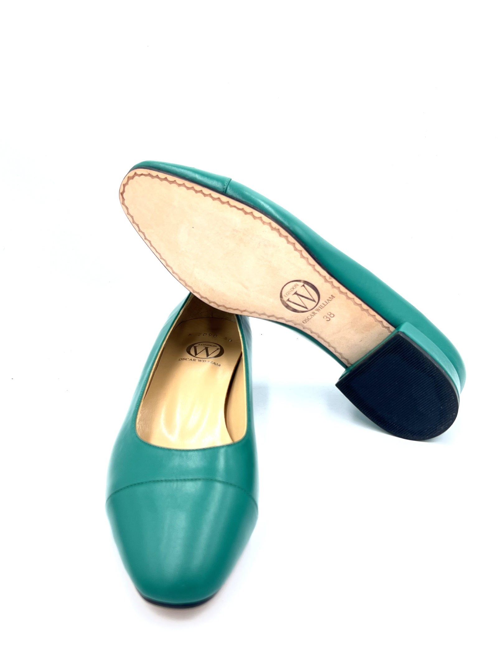 Oscar William Emerald Green Leather Pumps