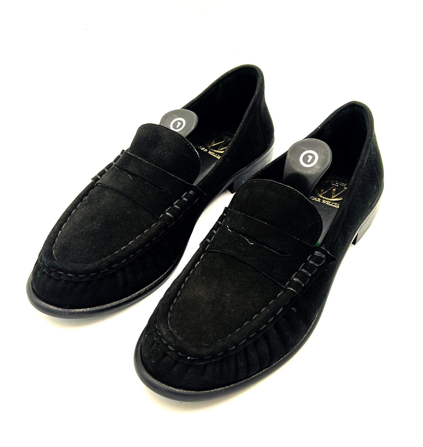 Oscar William Penny Loafers – Black Suede | Rubber Sole