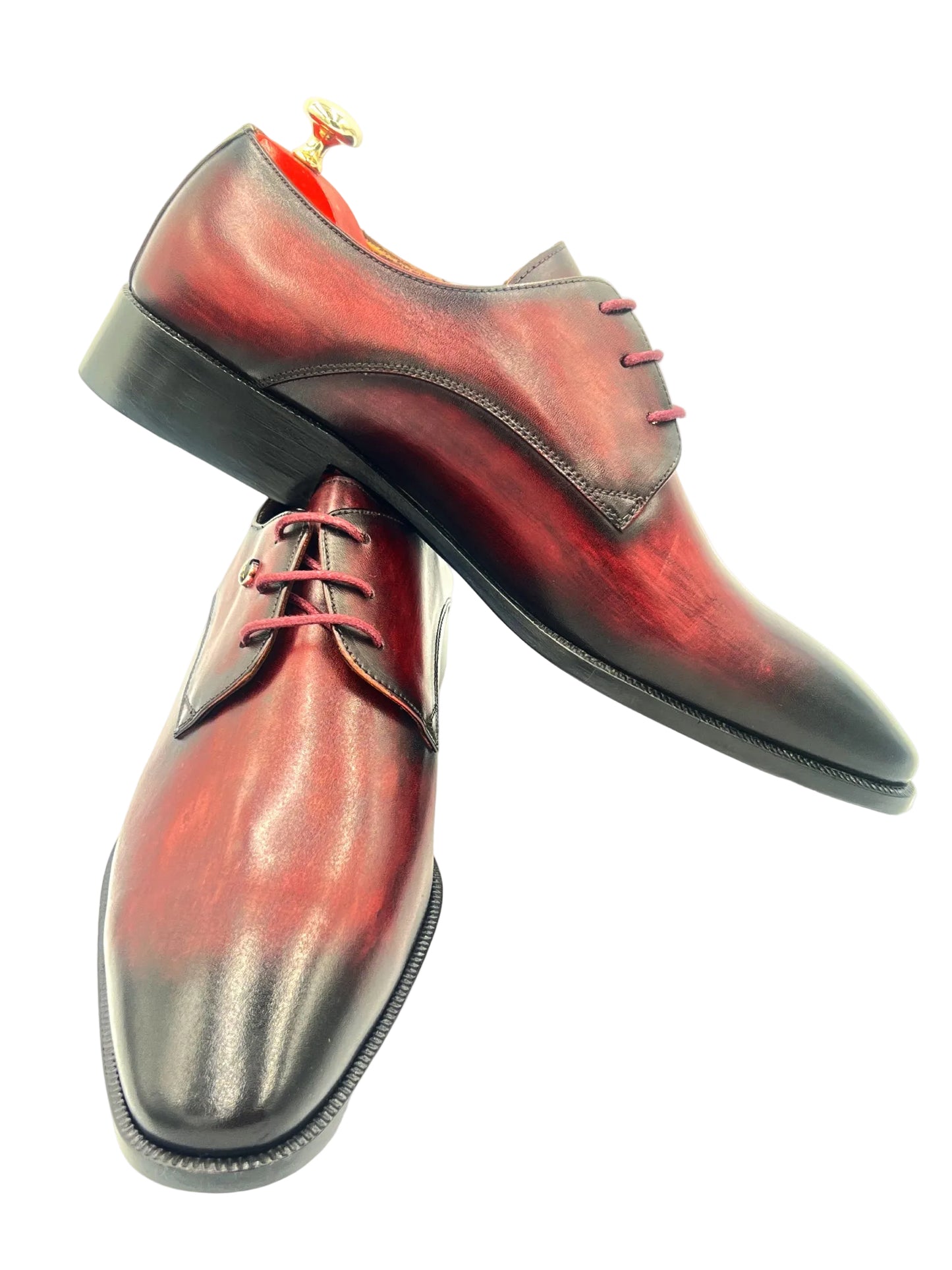 Oscar William Patina Derby – Burgundy / Black | Leather Sole